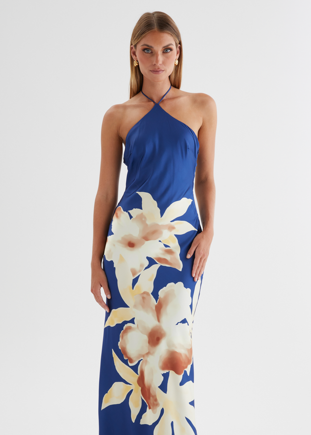 Neisha Halter Maxi Dress - Navy Floral