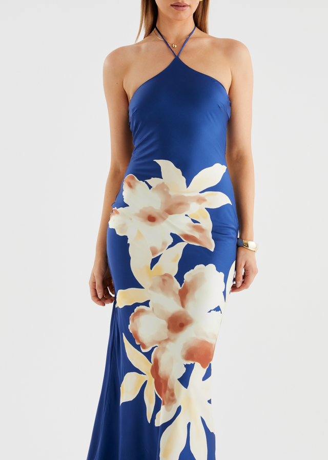 Neisha Halter Maxi Dress - Navy Floral
