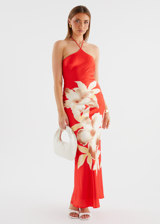 Neisha Halter Maxi Dress - Red Floral