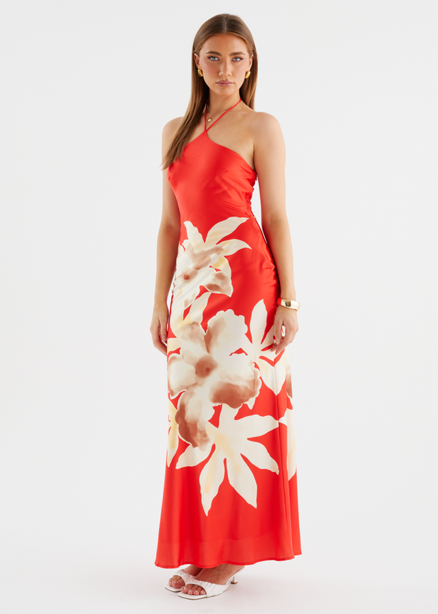 Neisha Halter Maxi Dress - Red Floral