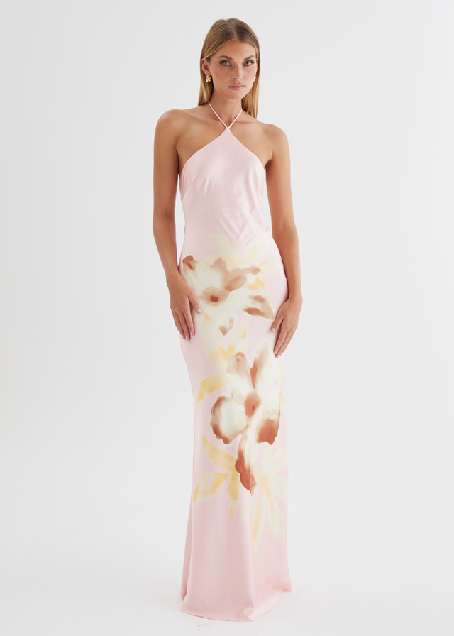 Neisha Halter Maxi Dress - Pink Floral