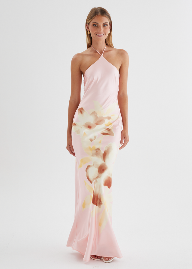 Neisha Halter Maxi Dress - Pink Floral