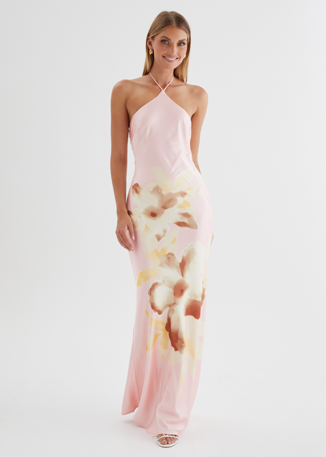 Neisha Halter Maxi Dress - Pink Floral