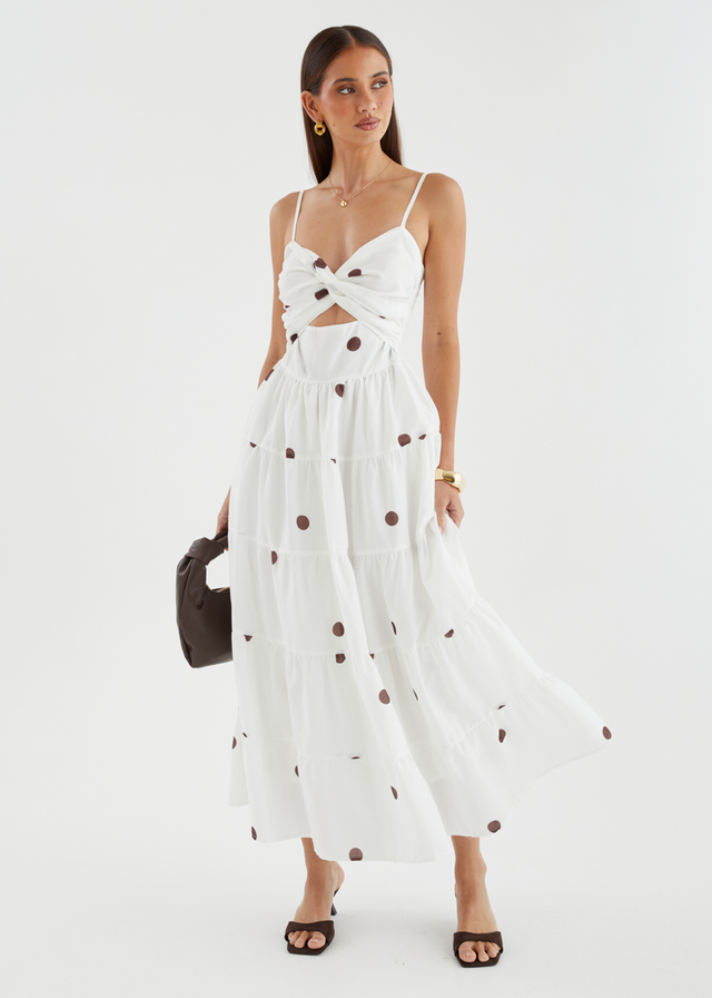 Talley Midi Dress - White Polka