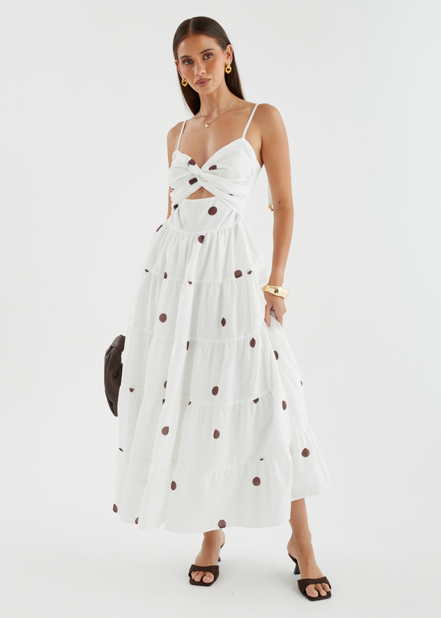 Talley Midi Dress - White Polka