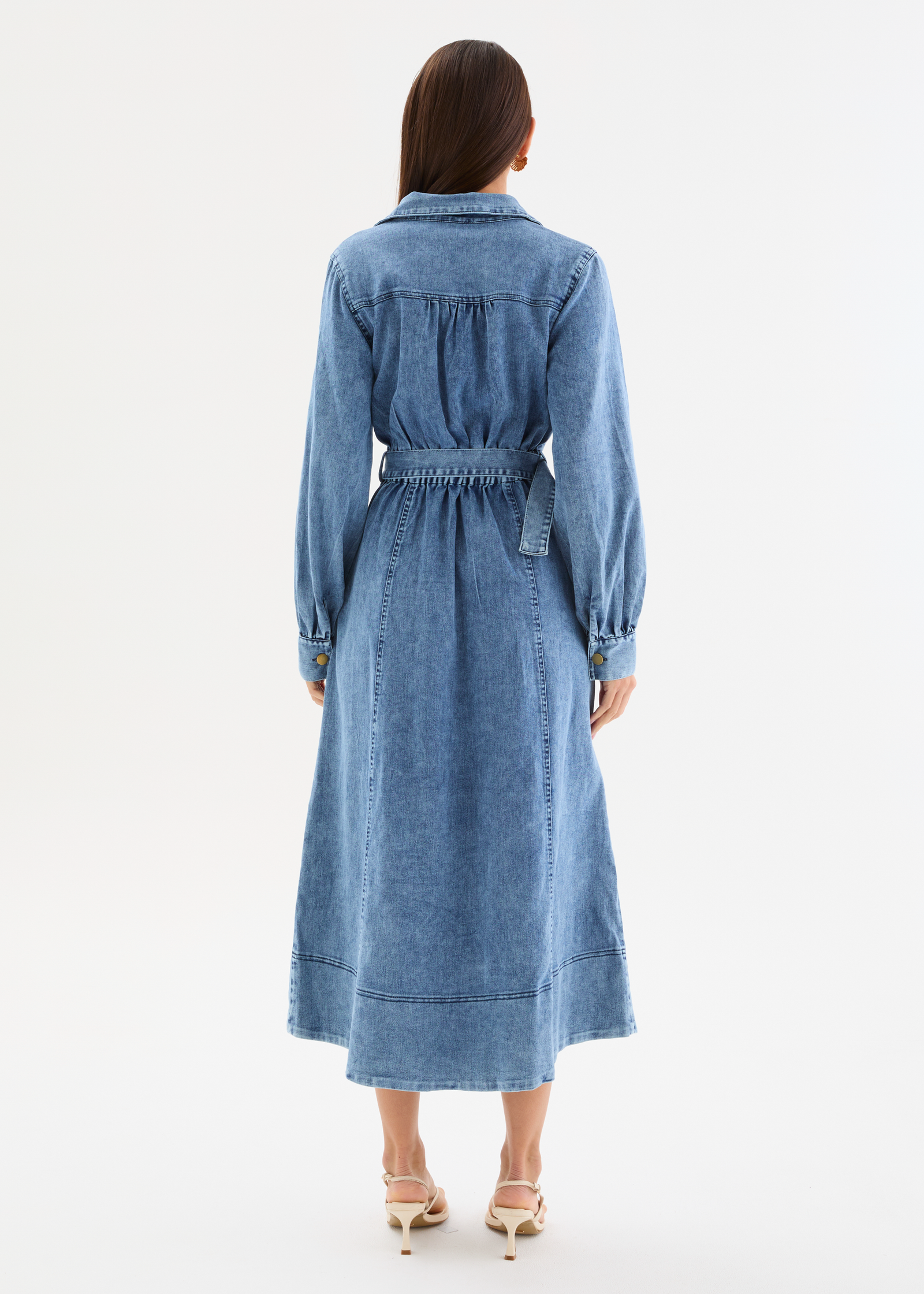 Ryley Denim Midi Dress with Belt