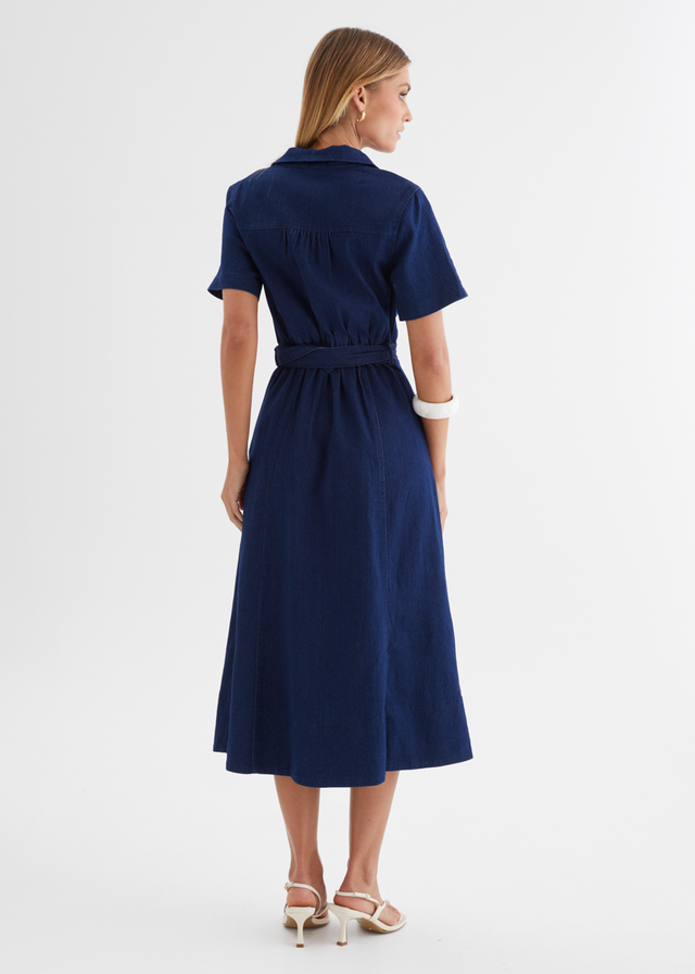 Ryrie Denim Midi Dress - Indigo