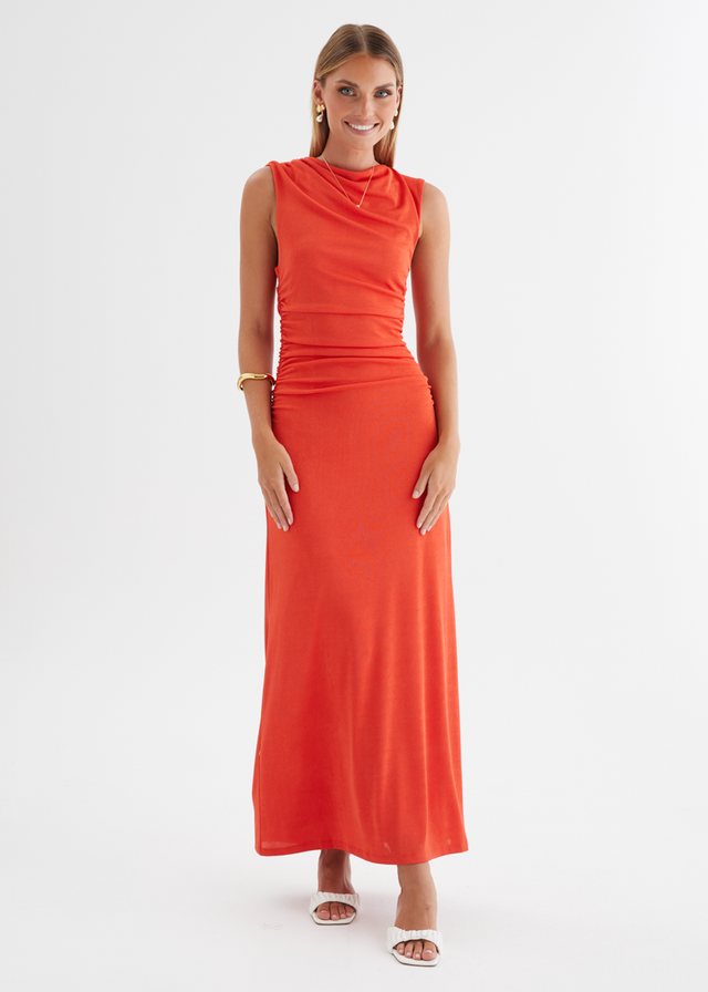 Carly Midi Dress - Tangerine