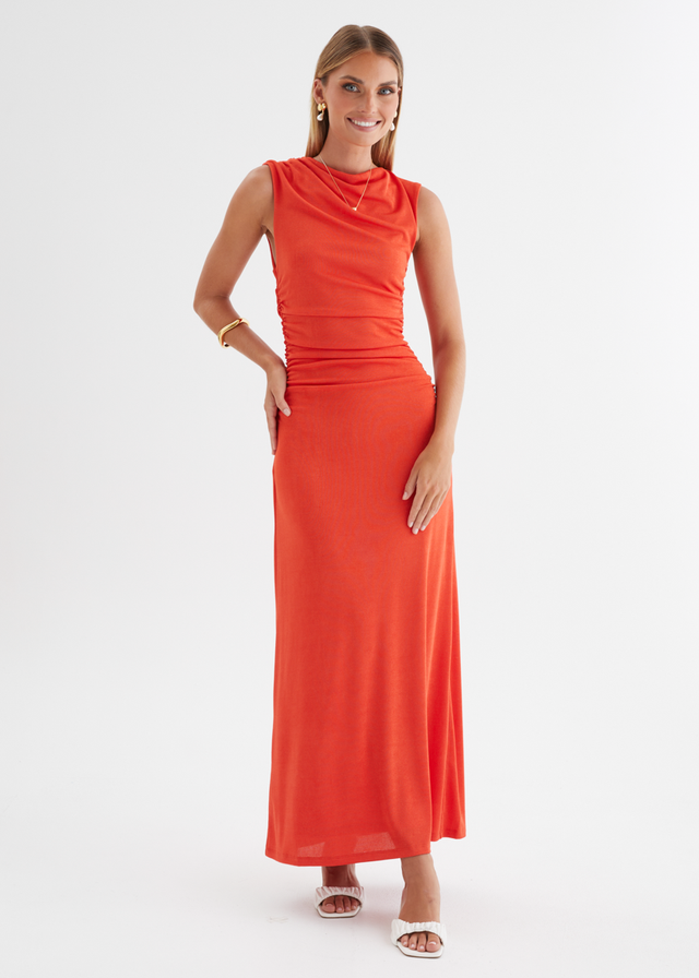 Carly Midi Dress - Tangerine