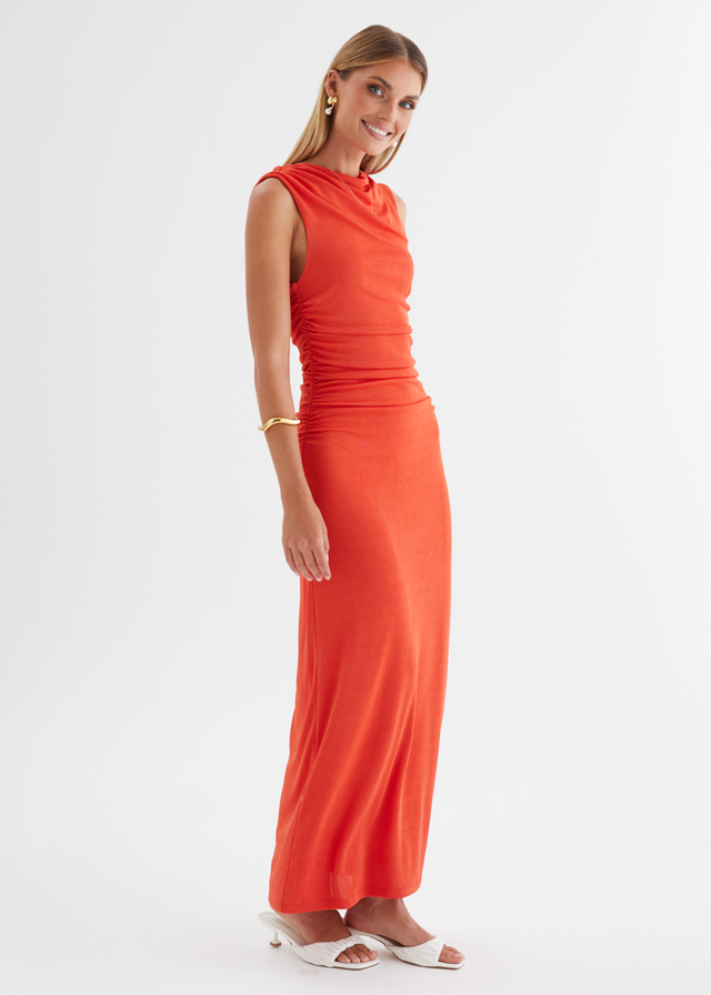 Carly Midi Dress - Tangerine