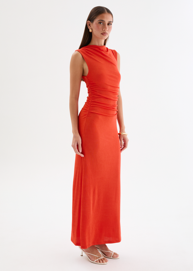 Carly Midi Dress - Tangerine