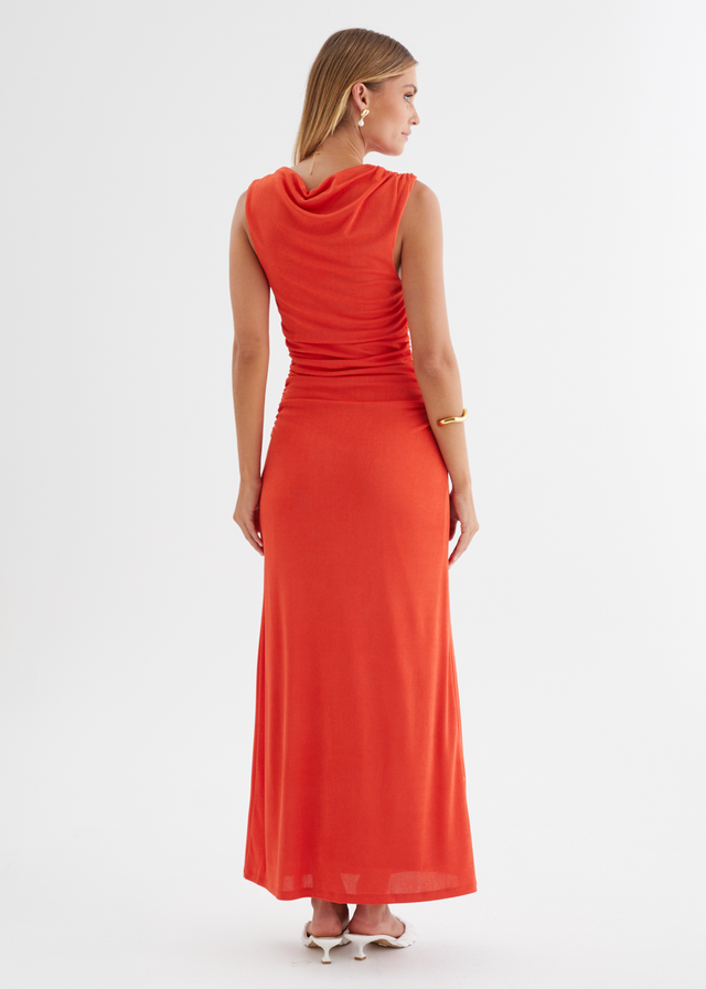 Carly Midi Dress - Tangerine