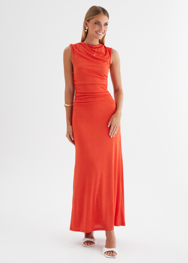 Carly Midi Dress - Tangerine