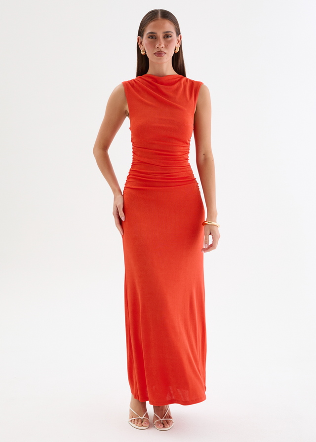 Carly Midi Dress - Tangerine