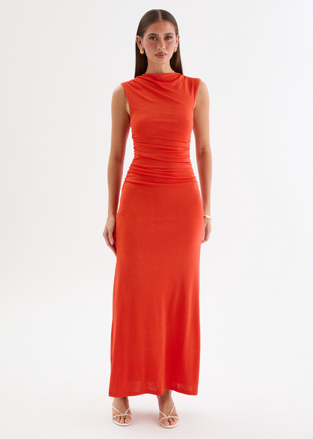 Carly Midi Dress - Tangerine