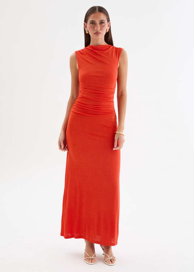 Carly Midi Dress - Tangerine