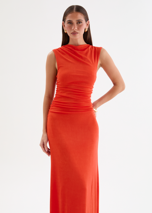 Carly Midi Dress - Tangerine