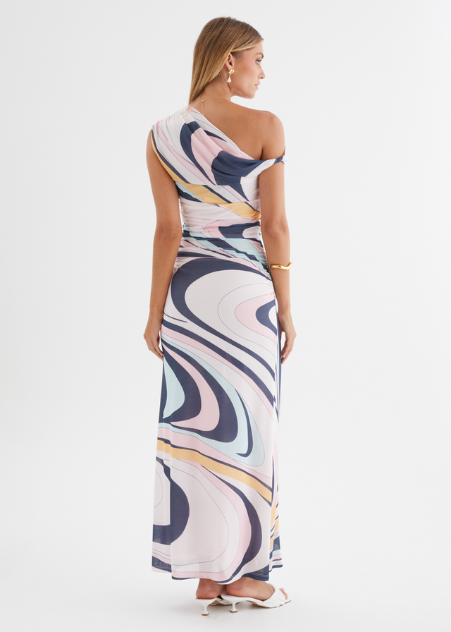 Eltoro Mesh Midi Dress - Pink Swirl Print