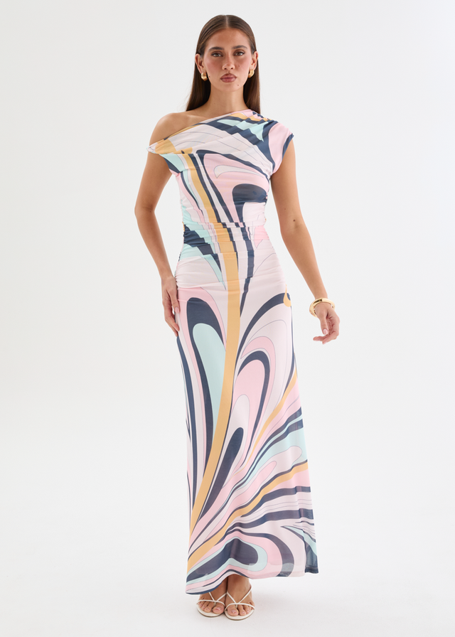 Eltoro Mesh Midi Dress - Pink Swirl Print