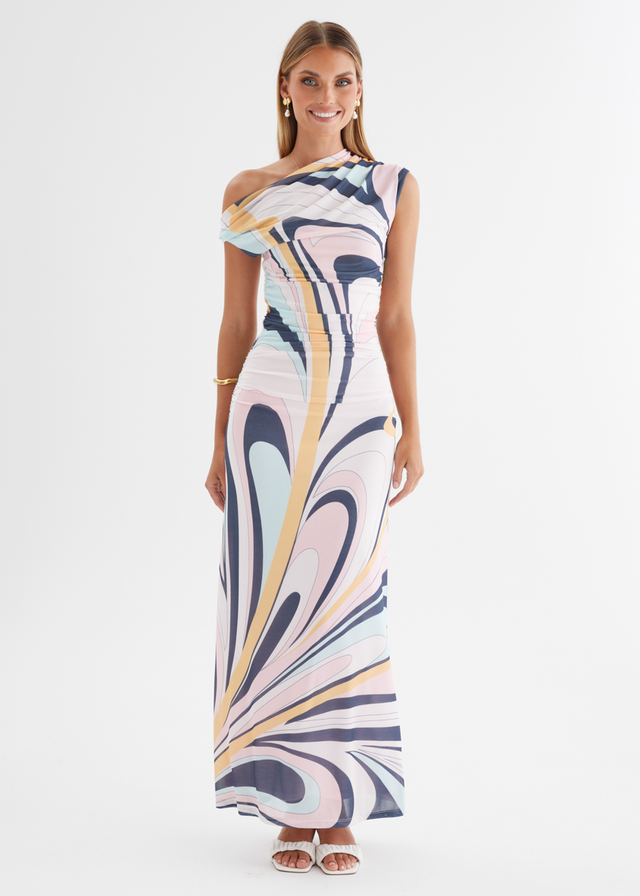 Eltoro Mesh Midi Dress - Pink Swirl Print