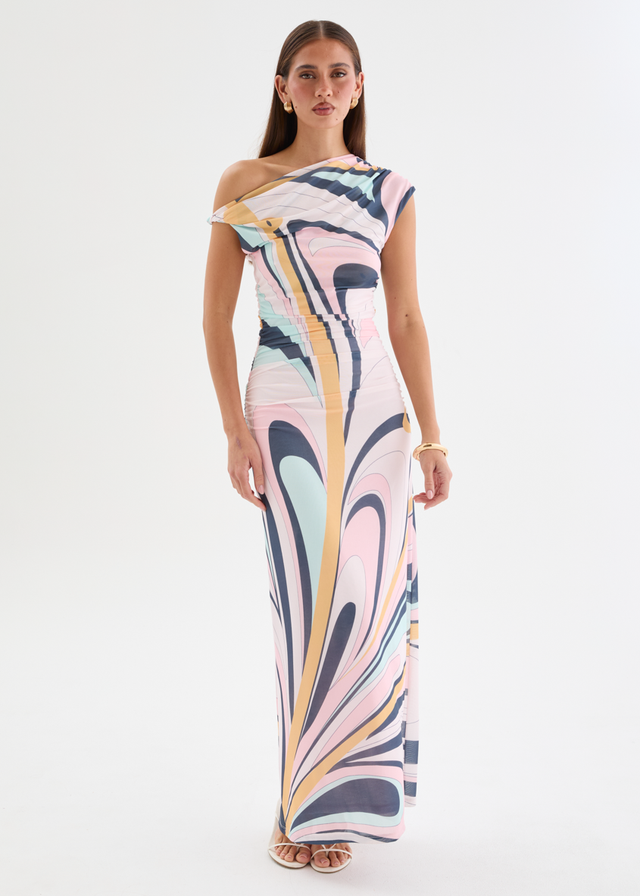 Eltoro Mesh Midi Dress - Pink Swirl Print