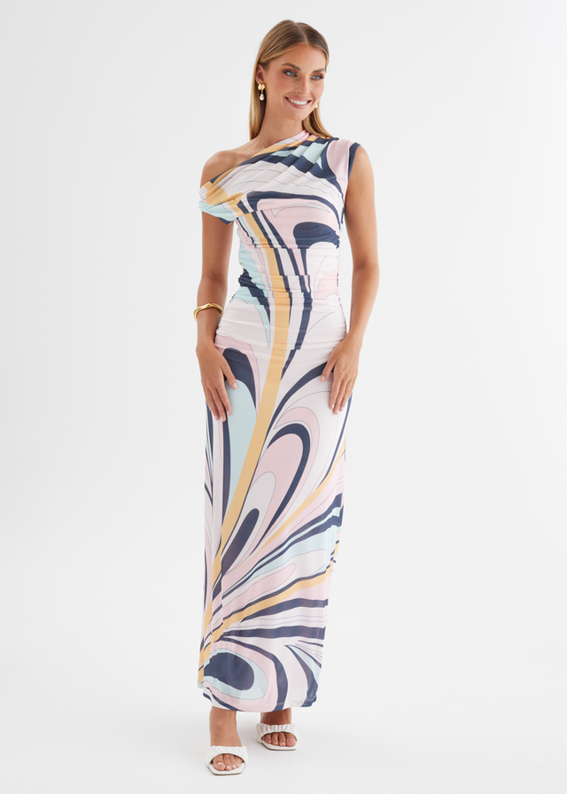 Eltoro Mesh Midi Dress - Pink Swirl Print