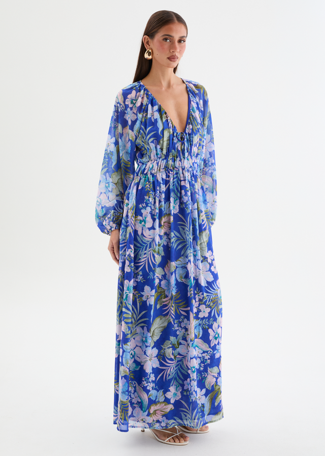 Ellaria Maxi Dress - Cobalt Garden