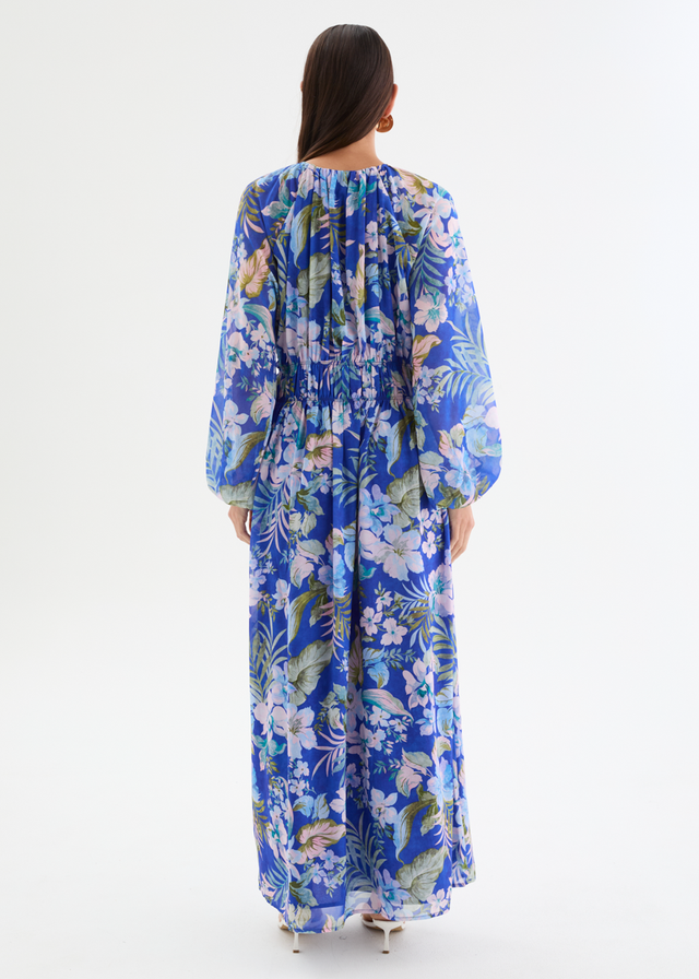 Ellaria Maxi Dress - Cobalt Garden