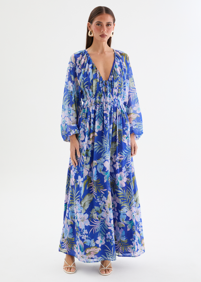 Ellaria Maxi Dress - Cobalt Garden