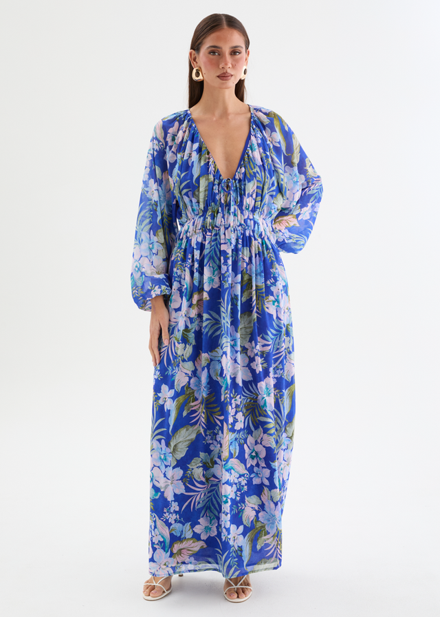 Ellaria Maxi Dress - Cobalt Garden