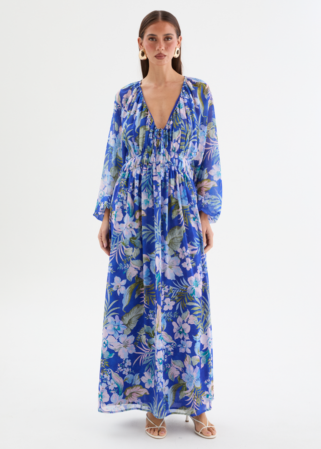 Ellaria Maxi Dress - Cobalt Garden