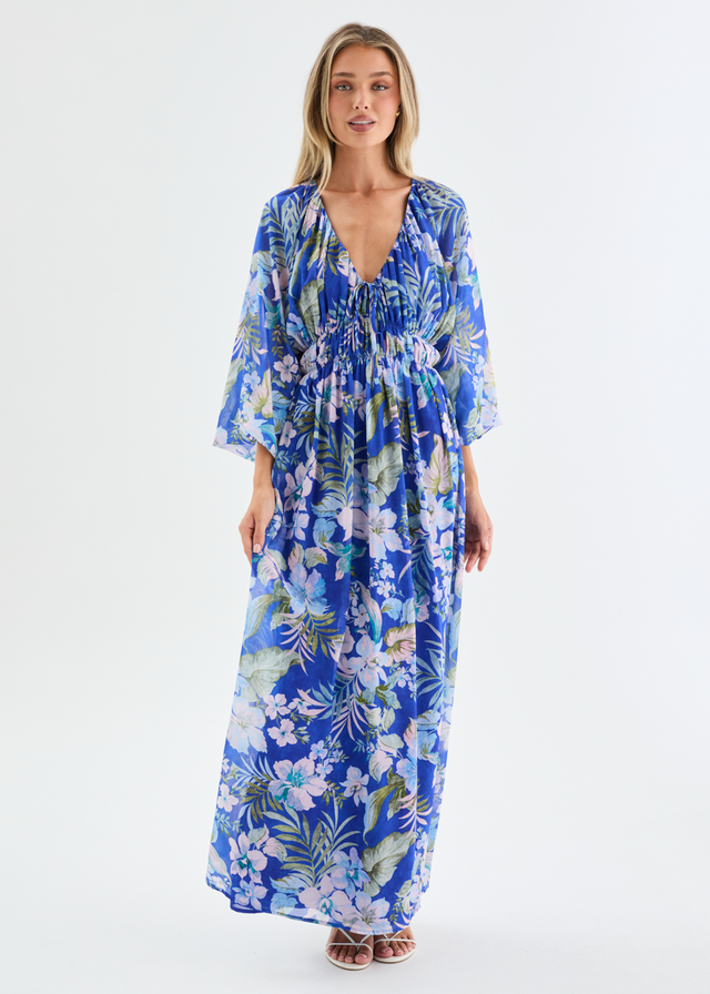 Ellaria Maxi Dress - Cobalt Garden