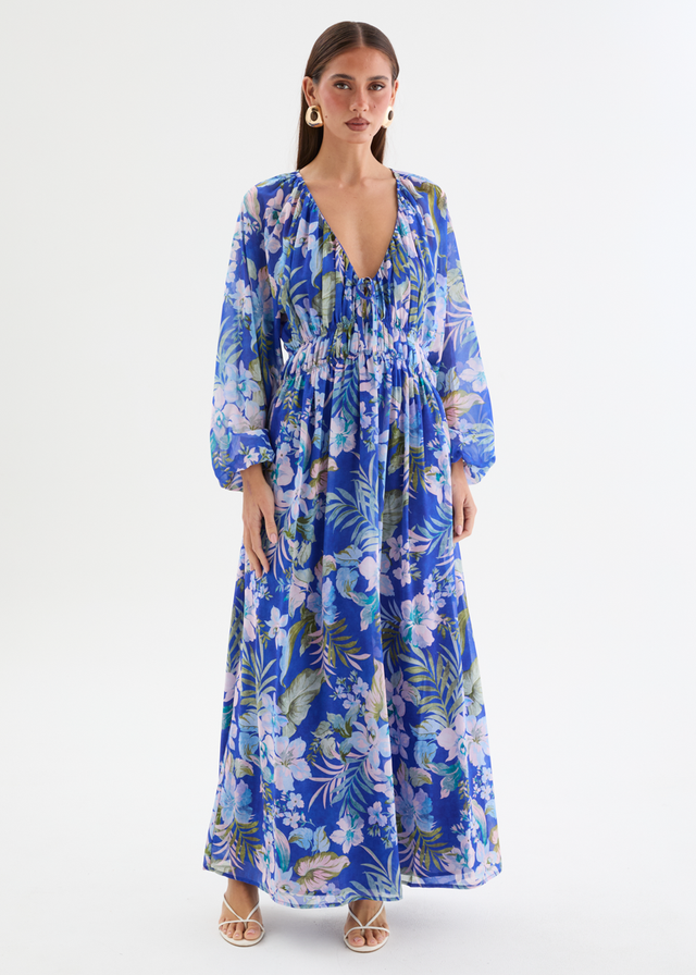 Ellaria Maxi Dress - Cobalt Garden