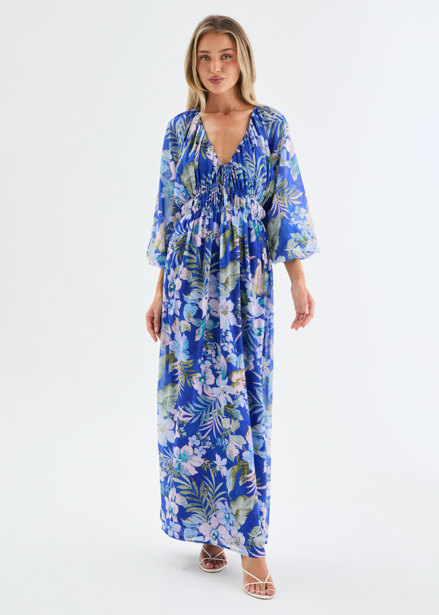 Ellaria Maxi Dress - Cobalt Garden