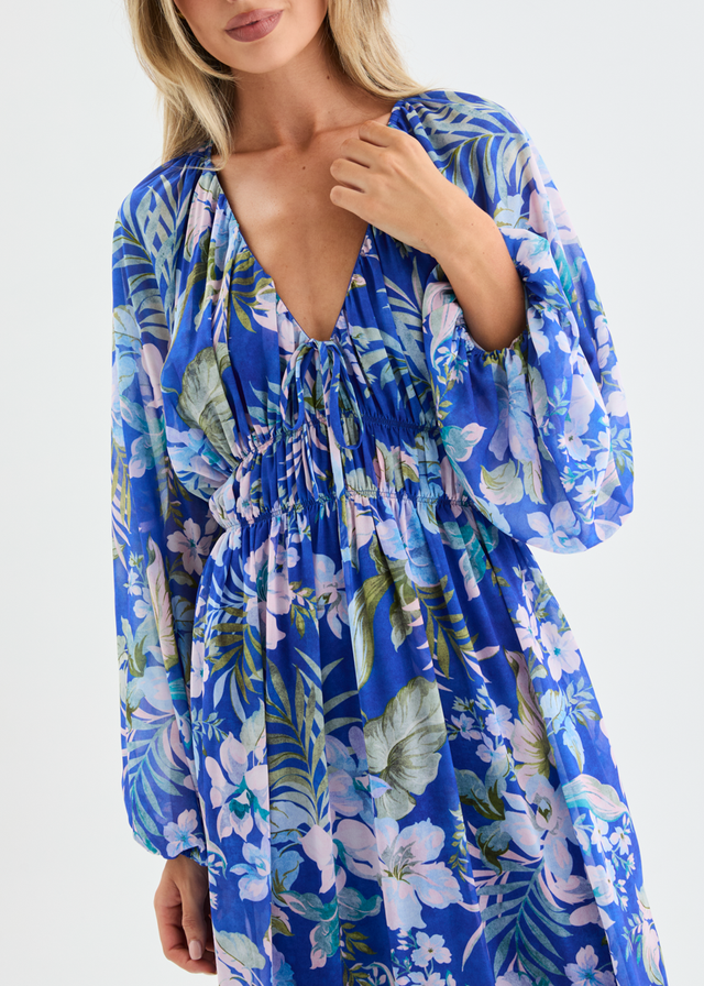 Ellaria Maxi Dress - Cobalt Garden