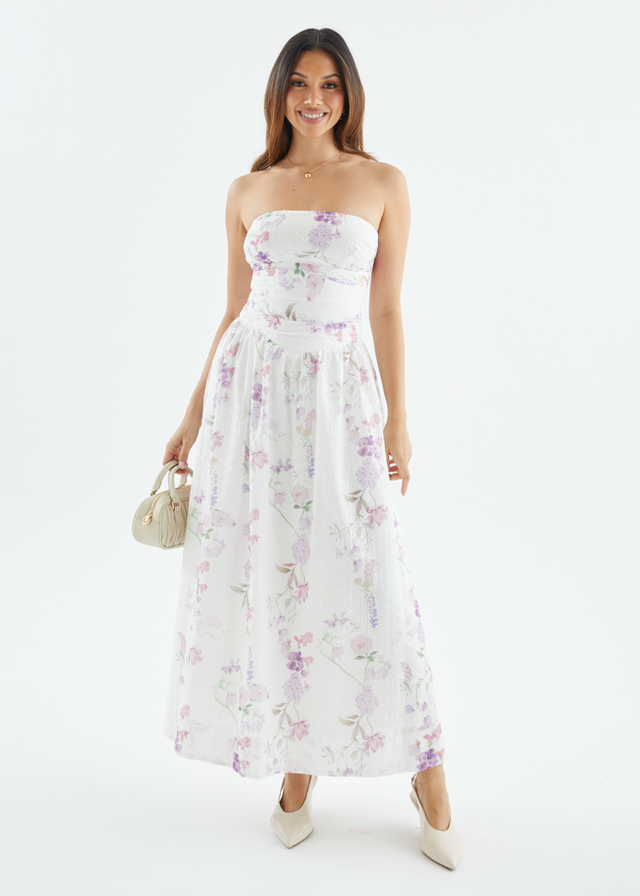 Rena Strapless Maxi Dress - Lavender Flowers