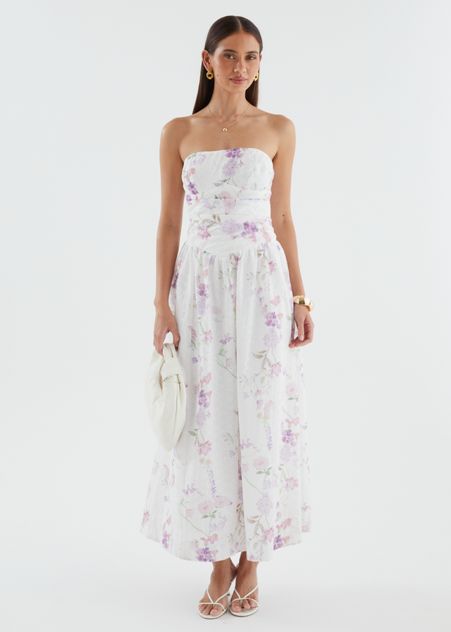 Rena Strapless Maxi Dress - Lavender Flowers