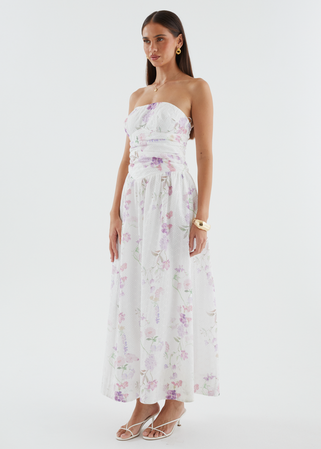 Rena Strapless Maxi Dress - Lavender Flowers