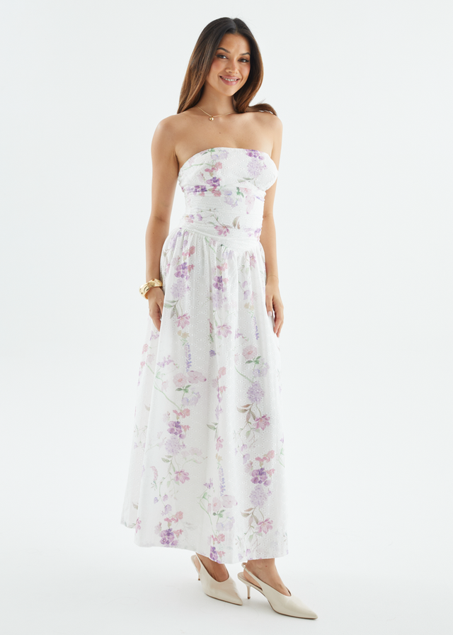 Rena Strapless Maxi Dress - Lavender Flowers