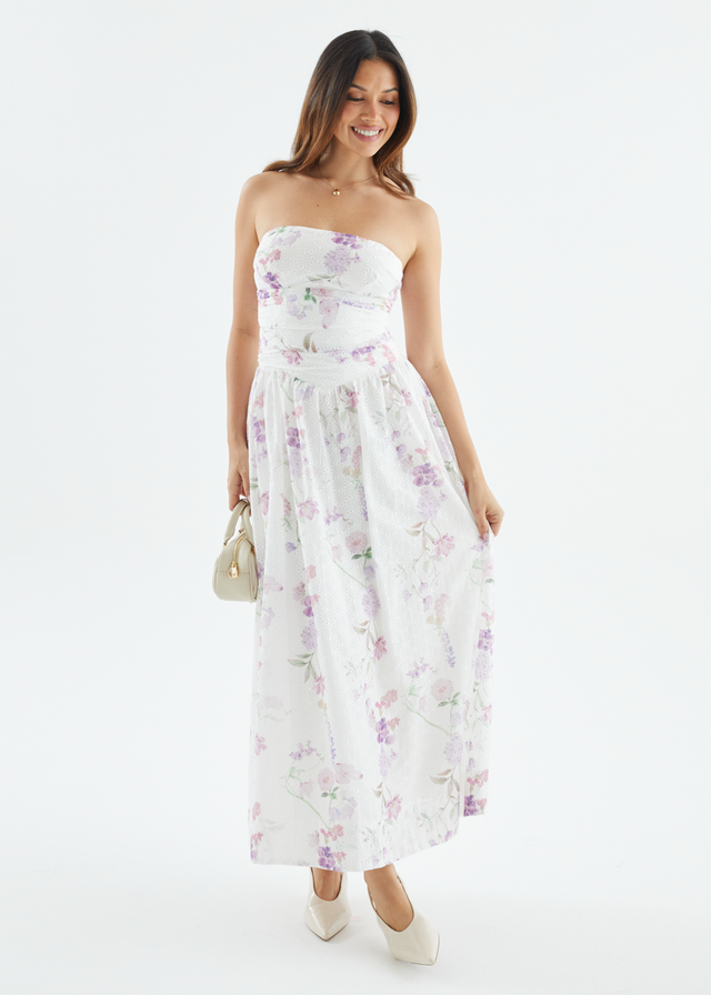 Rena Strapless Maxi Dress - Lavender Flowers