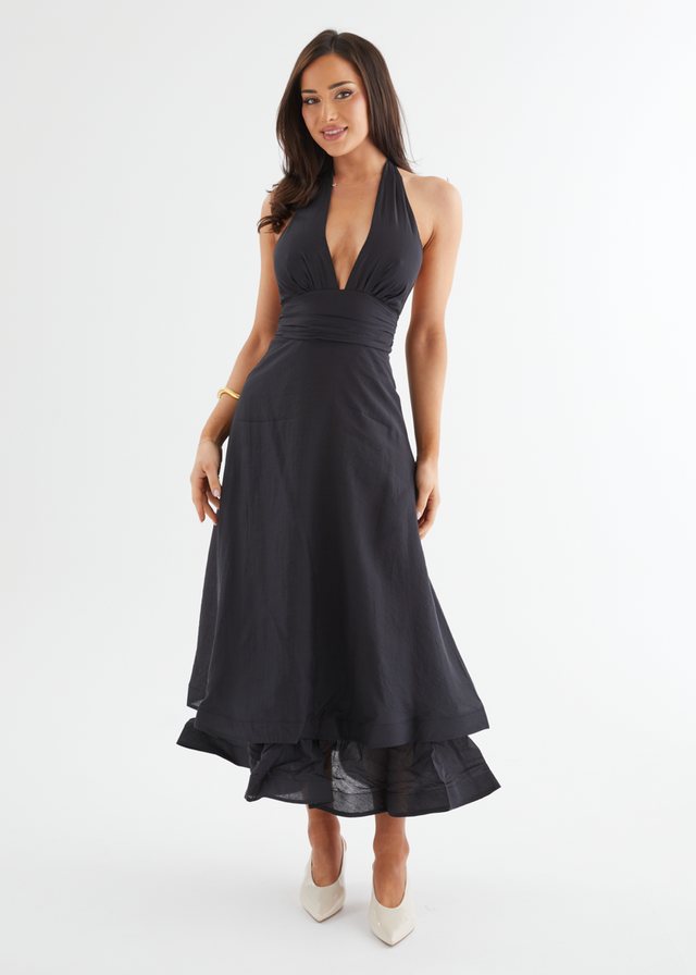 Zayde Halter Midi Dress - Black Gingham & Heels Zayde Halter Midi Dress - Black Gingham & Heels