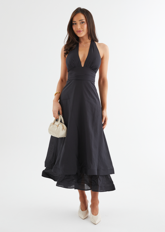 Zayde Halter Midi Dress - Black Gingham & Heels Zayde Halter Midi Dress - Black Gingham & Heels