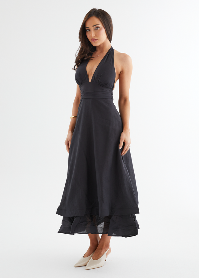 Zayde Halter Midi Dress - Black Gingham & Heels Zayde Halter Midi Dress - Black Gingham & Heels