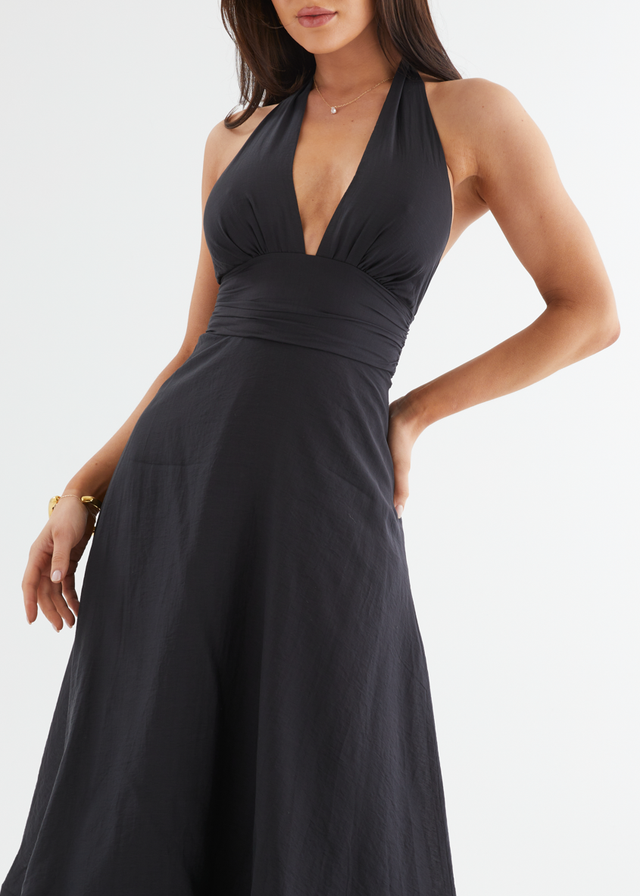 Zayde Halter Midi Dress - Black Gingham & Heels Zayde Halter Midi Dress - Black Gingham & Heels