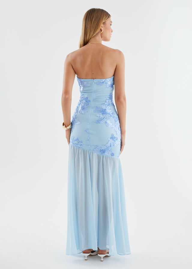 Prairie Strapless Maxi Dress - Blue
