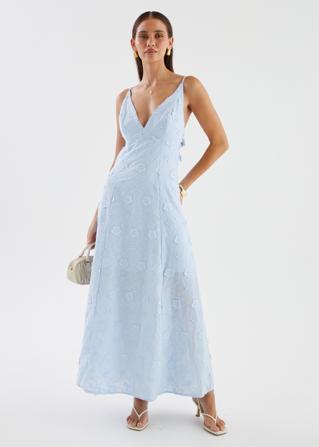 Elsa Embroidered Maxi Dress - Baby Blue