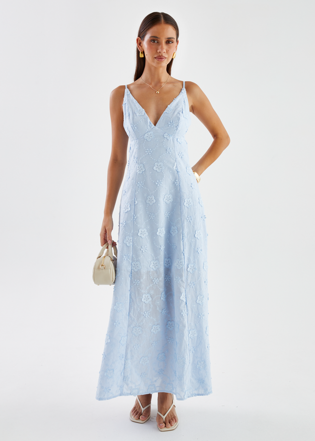Elsa Embroidered Maxi Dress - Baby Blue