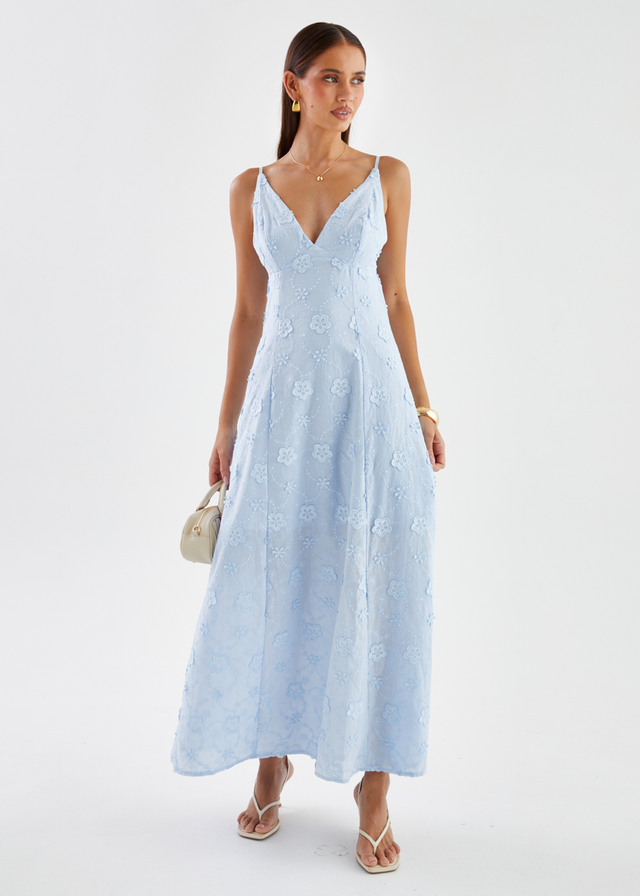 Elsa Embroidered Maxi Dress - Baby Blue