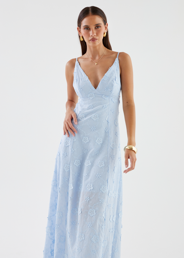 Elsa Embroidered Maxi Dress - Baby Blue