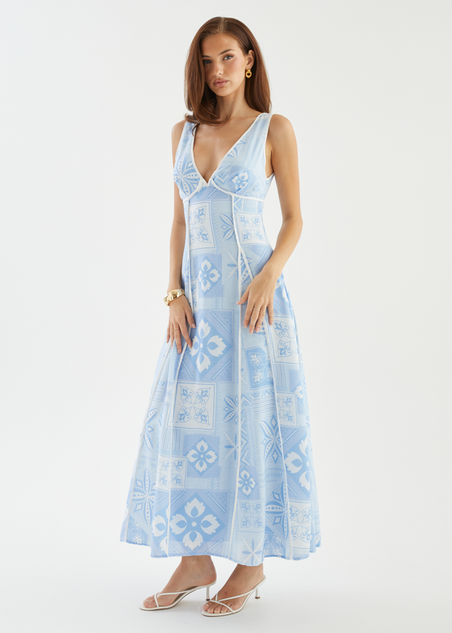 Fenix Maxi Dress - Blue Geo